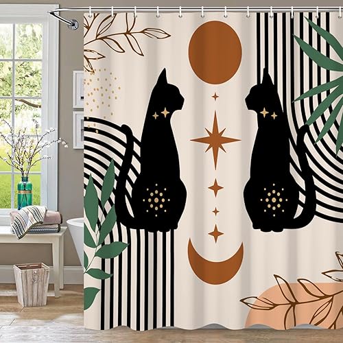 Cortinas de ducha bohemias florales para baño, 60 pulgadas de ancho x 72 pulgadas de alto, modernas cortinas de ducha florales botánicas abstractas