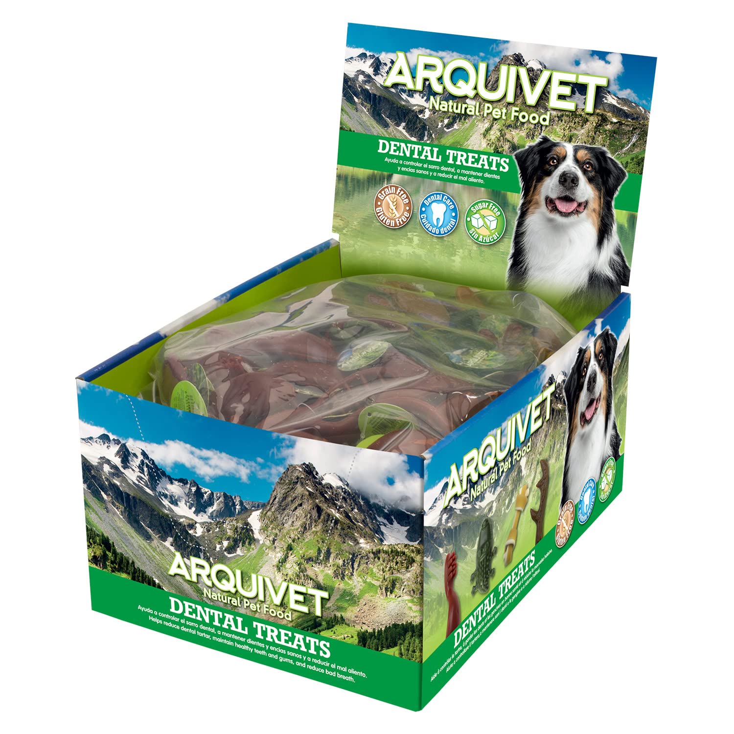 Arquivet Dental Treats - Przekąska dentystyczna dla psów w kształcie szczoteczki 9 cm / 12 g (Expo 200 sztuk) - Bez cukru, bezzbóż, bezglutenowa - Składniki roślinne - Kontrola kamienia nazębnego