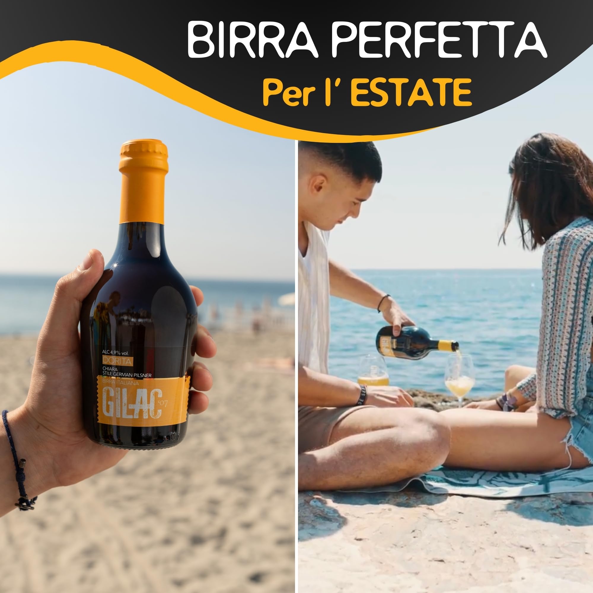 GILAC DORITA PILSNER - Birra artigianale Chiara 15 Bottiglie da 33cl - Birra artigianale Italiana Non Filtrata e Non Pastorizzata, Birre artigianali confezioni regalo - Gradazione Alcolica 4.9% Vol