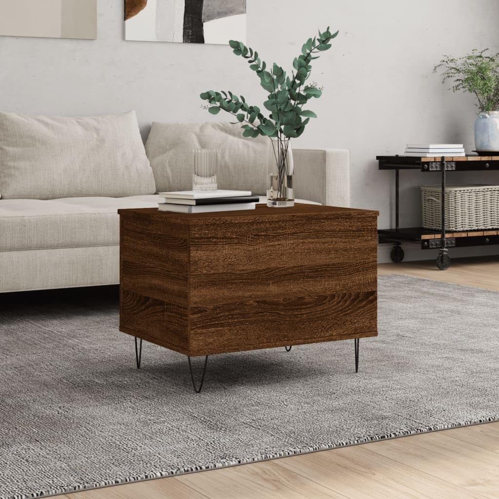 Homgoday Tavolino da caffè in rovere marrone, 60 x 44,5 x 45 cm, in legno ingegnerizzato, tavolino da tè per soggiorno, sala d'accoglienza degli ospiti, camera da letto e ufficio mobili tipo 1