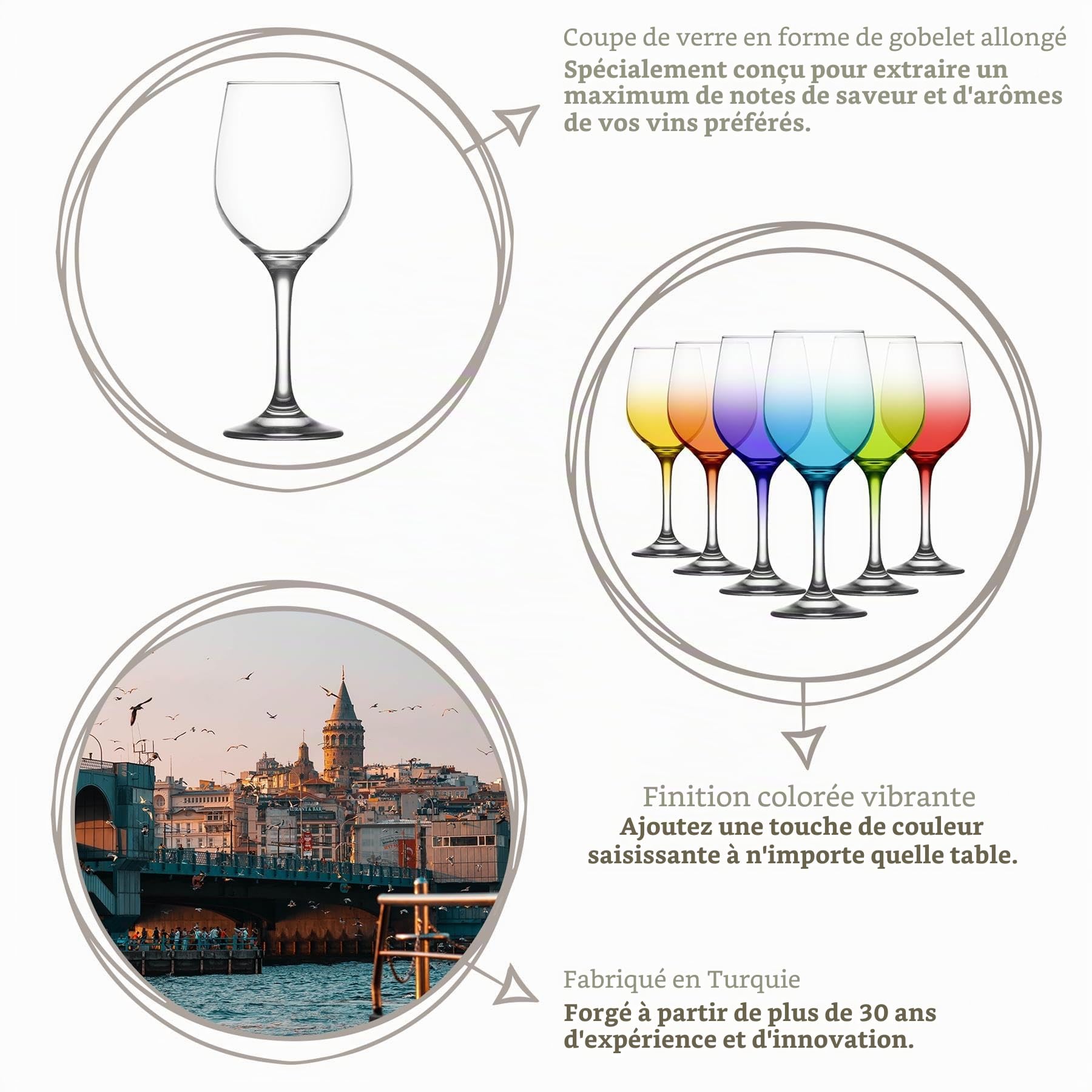 LAV 395ml Fame Verres à Vin - Couleurs Complètes - 12x Lavable au Lave-Vaisselle Verre Mariage Noël Anniversaire Fête Boire Verrerie Gobelet Cadeau