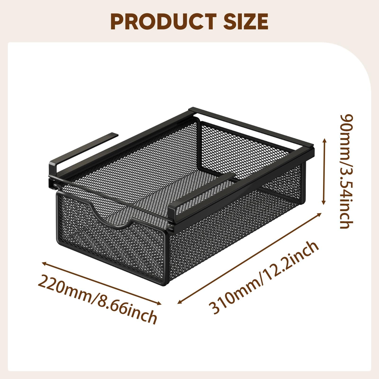 LOVIVER Organizer per Biancheria Calzini Sotto Il Ripiano, Cestelli Sottomensola per Snack, Biscotti, Organizer per Cassetti per Partizioni Con Spessore Inferiore a 2,2 Cm, 31 Cm X 22 Cm X 9 Cm