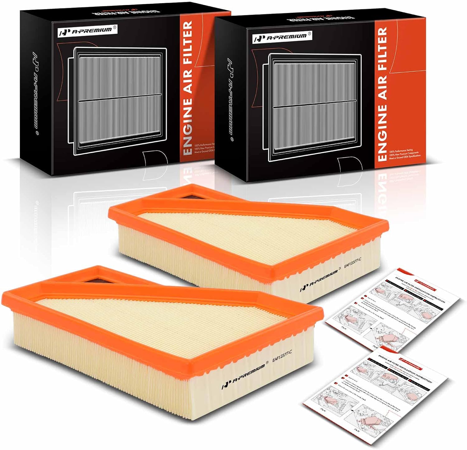 A-Premium 2-PC Engine Air Filter Compatible with Mini Cooper 2004 2005 2006 2009 2010 2011 2012, Replace# 13727529261