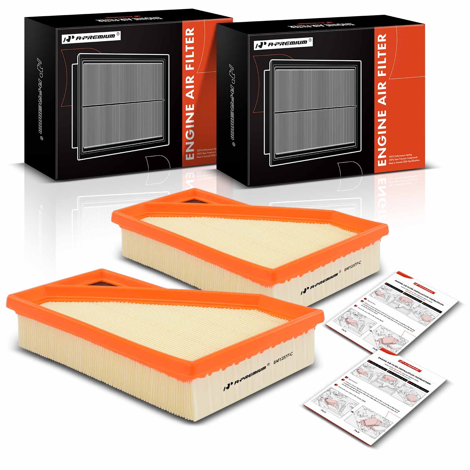 A-Premium 2-PC Engine Air Filter Compatible with Mini Cooper 2004 2005 2006 2009 2010 2011 2012, Replace# 13727529261