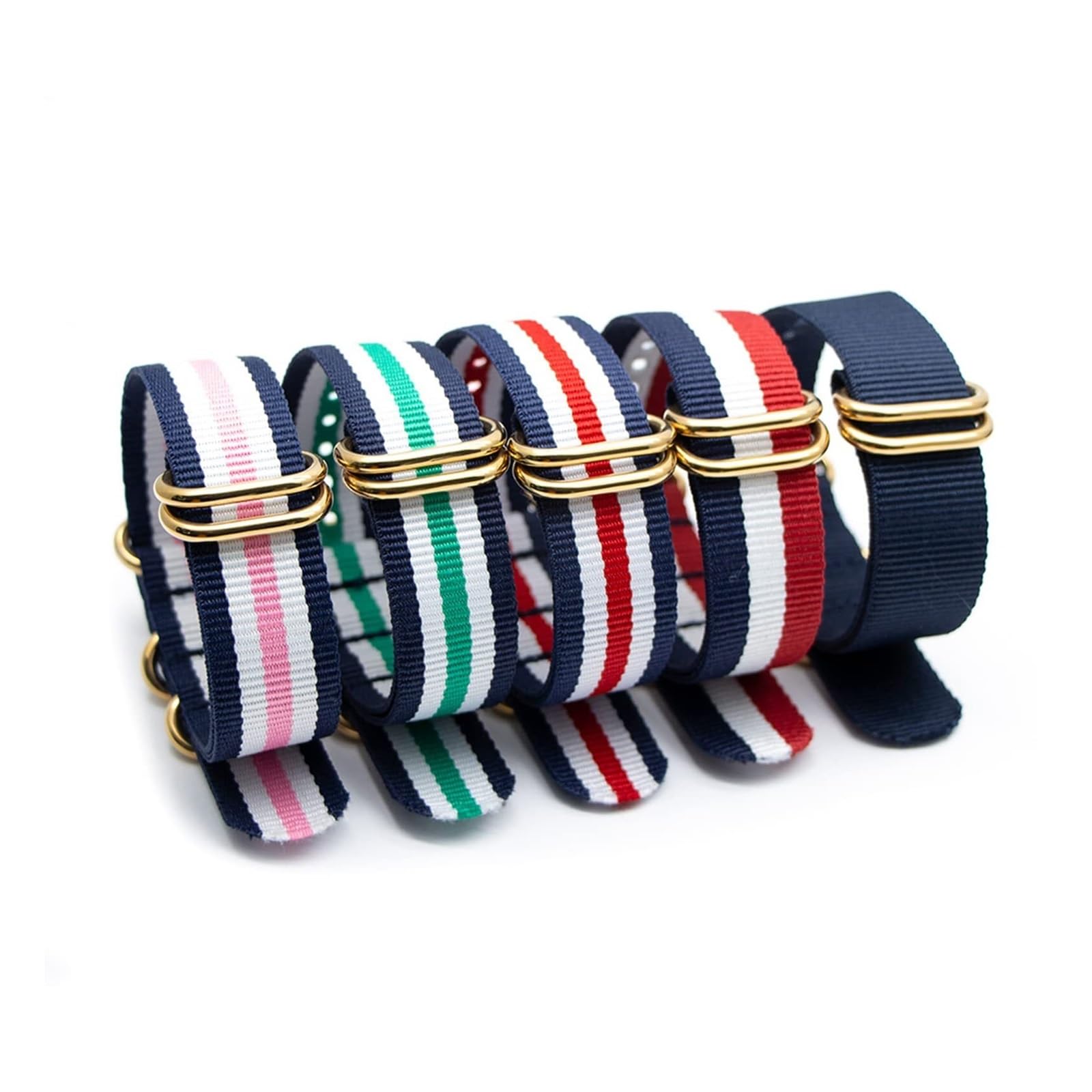 Bracelet de montre en nylon 18-24 mm avec boucle dorée pour le quotidien et le sport