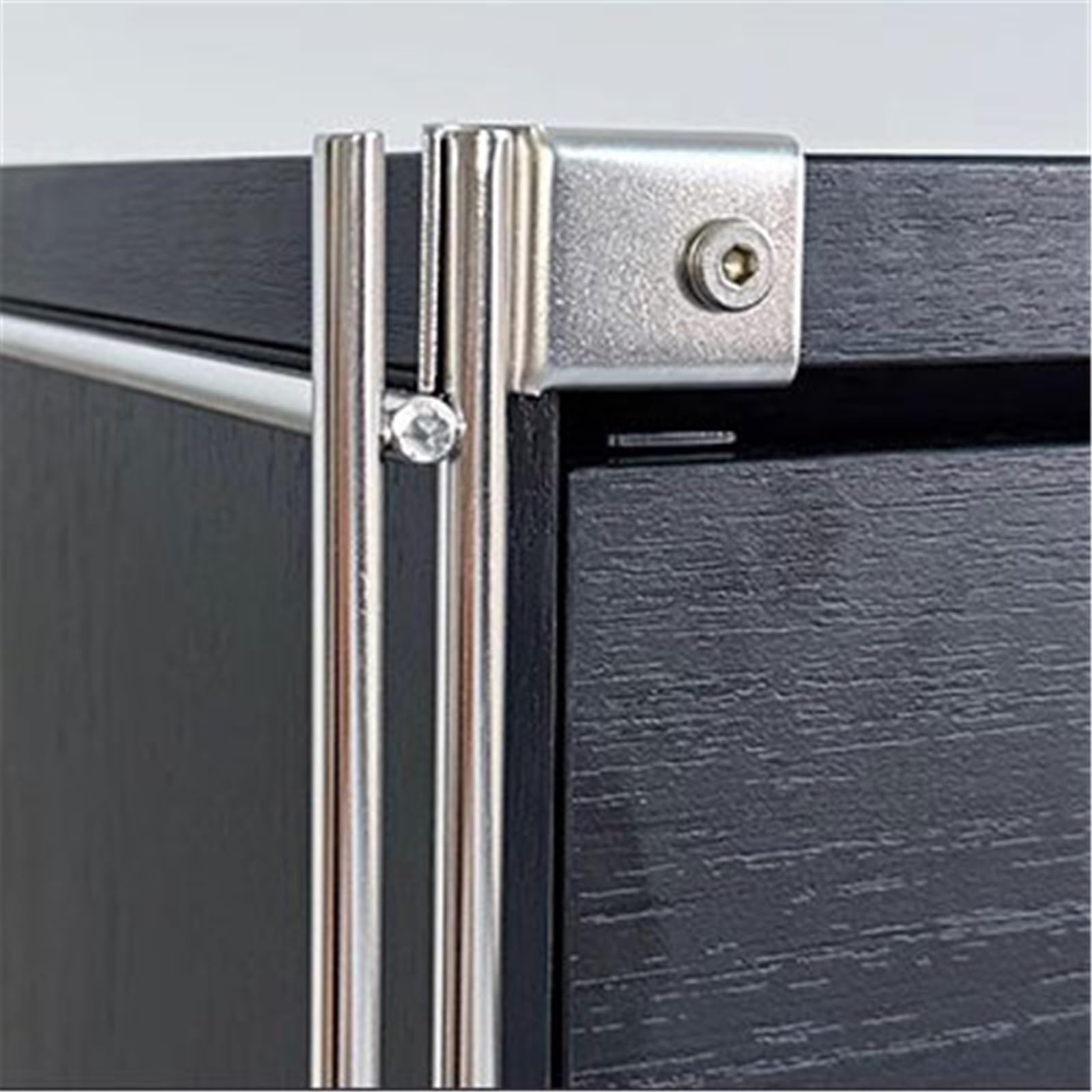 porta CD Mobiletto porta dischi in vinile in legno a più livelli, credenza for soggiorno con anta a ribalta e gamba in metallo