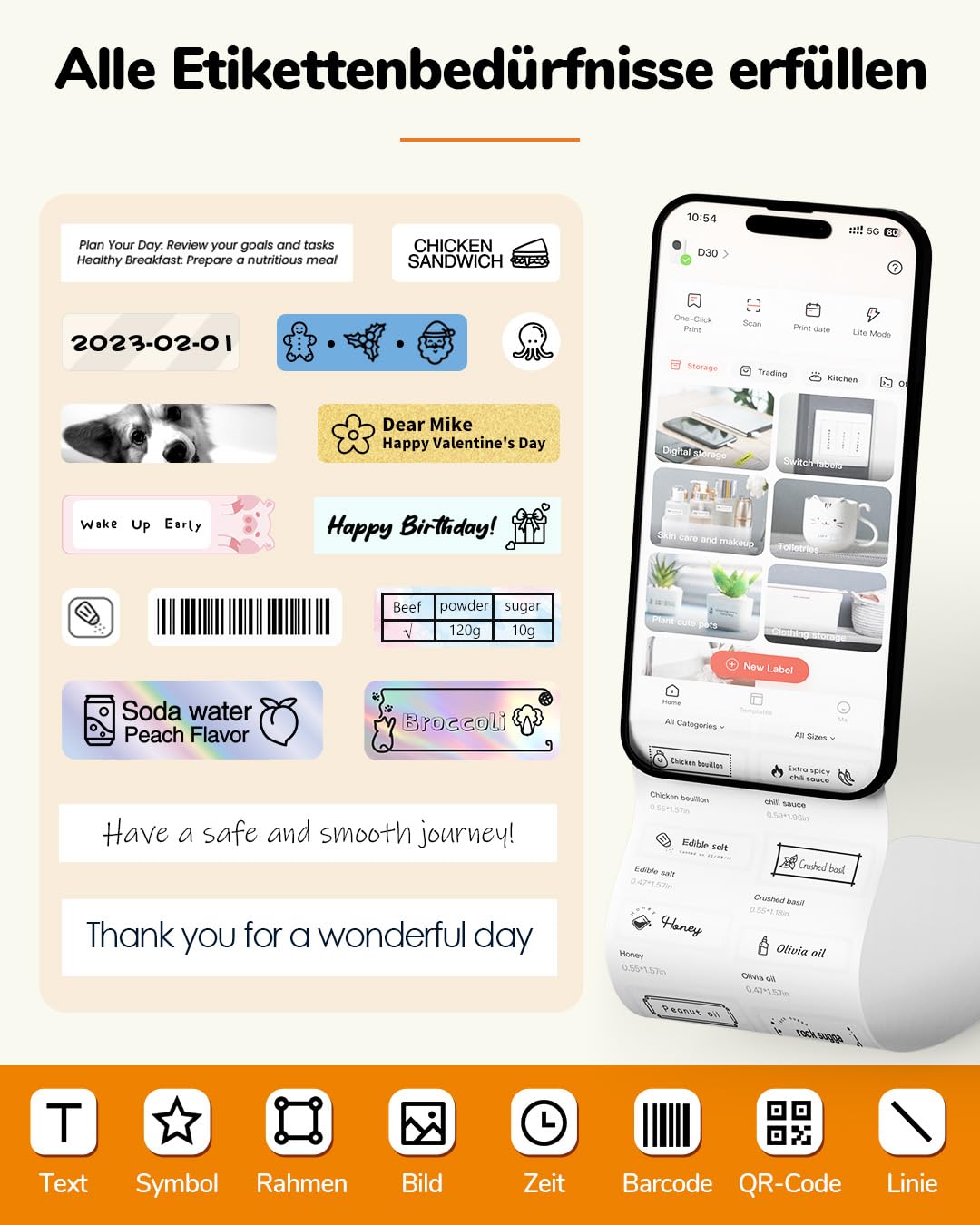 Phomemo D30 Etikettendrucker - Mini Beschriftungsgerät Selbstklebend Bluetooth Etikettiergerät,Label Printer mit 3 Rollen etikettenpapier Geschenkbox,Labelmaker Geeignet für Haushalt und Büro - Grün