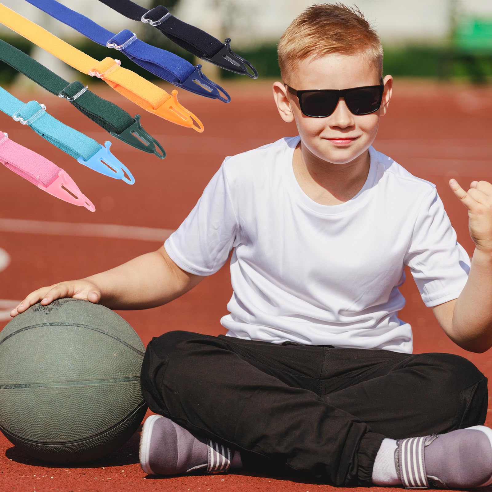JIEYAO 6 szt. pasek do okularów dla dzieci, regulowany pasek do okularów, uchwyt na okulary przeciwsłoneczne, elastyczne uchwyty do okularów, bezpieczny sportowy pasek do okularów dla dzieci,