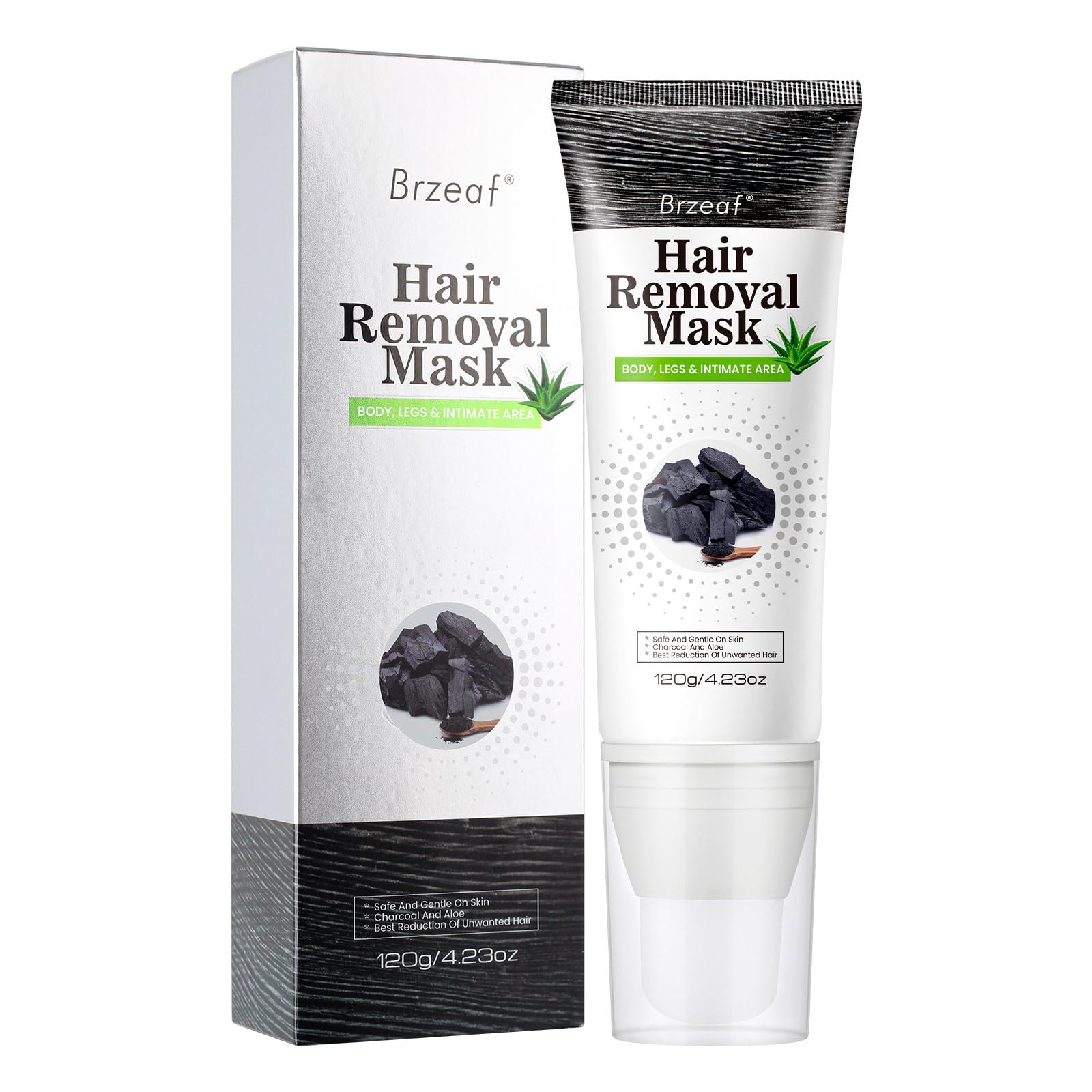 Brzeaf Hair Removal Cream for All Skin Types, Vegan Hair Removal Mask, Effective & Painless Formula, Depilatory Cream, Mild Formula, Soothing Skin