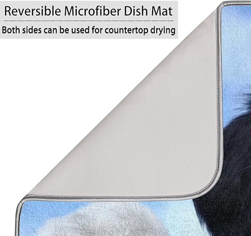 Miniatura 5 de Australia Shepherd Dog Dish Drying Mat 16x18 Inch Absorbent Reversible Microfiber Dish for Kitchen Coffee Bar Countertop