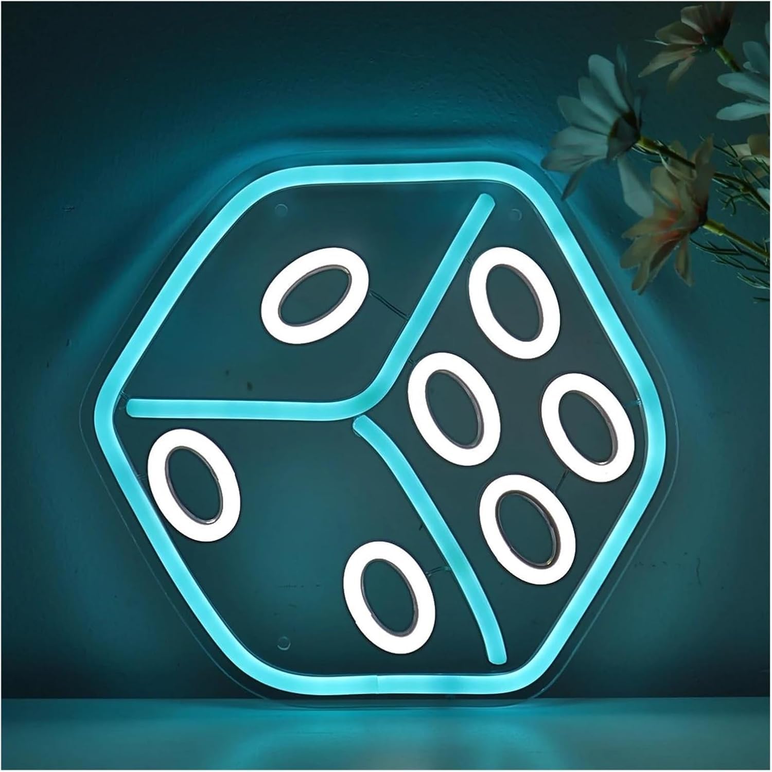 Zynther Neon lamp Neon Sign Dice LED Wall Light for Game Room Shop Party Decoration Atmosphere Lamp 29cm×28cm