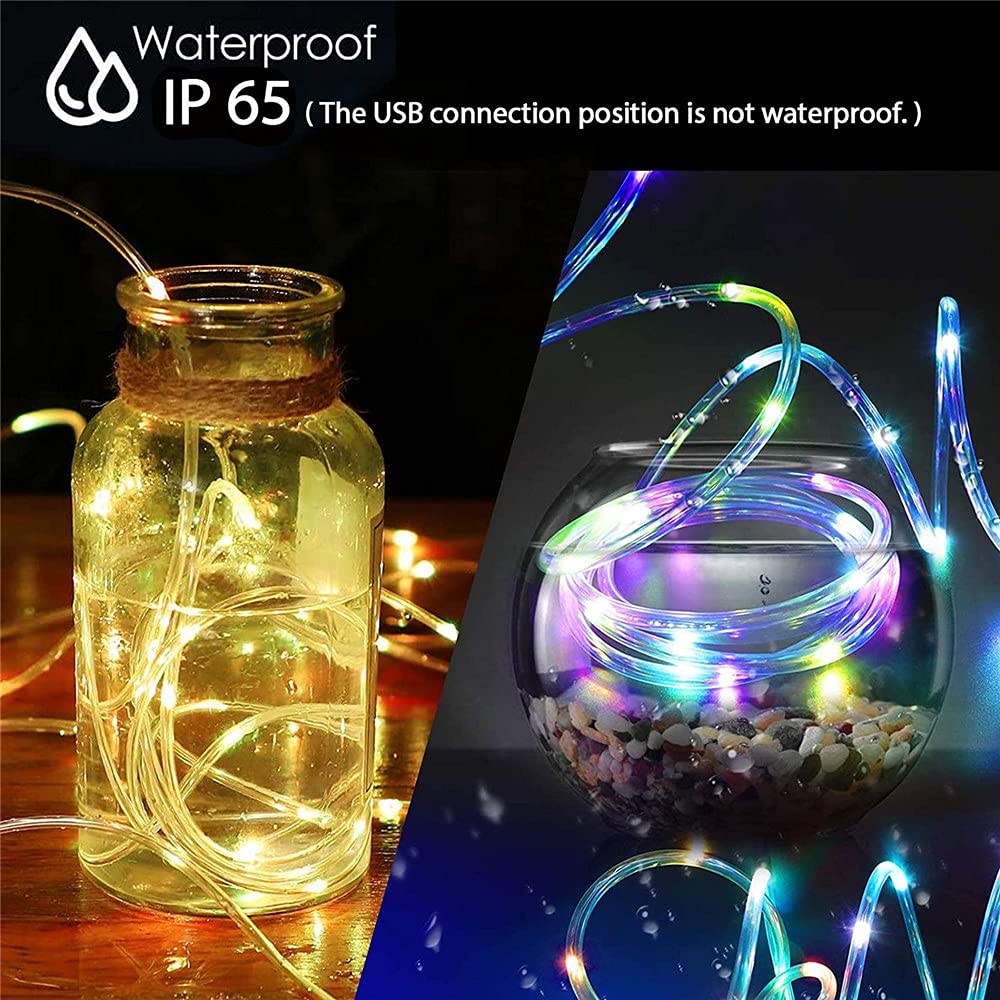 WUJUN LED Schlauch RGB Außen 10M 100 LED mit USB, IP68 Wasserdicht Lichtschlauch 16 Farben 4 Modi mit Fernbedienung & Timer, Bunt Lichterschlauch für Weihnachten Party Balkon Hochzeit Deko