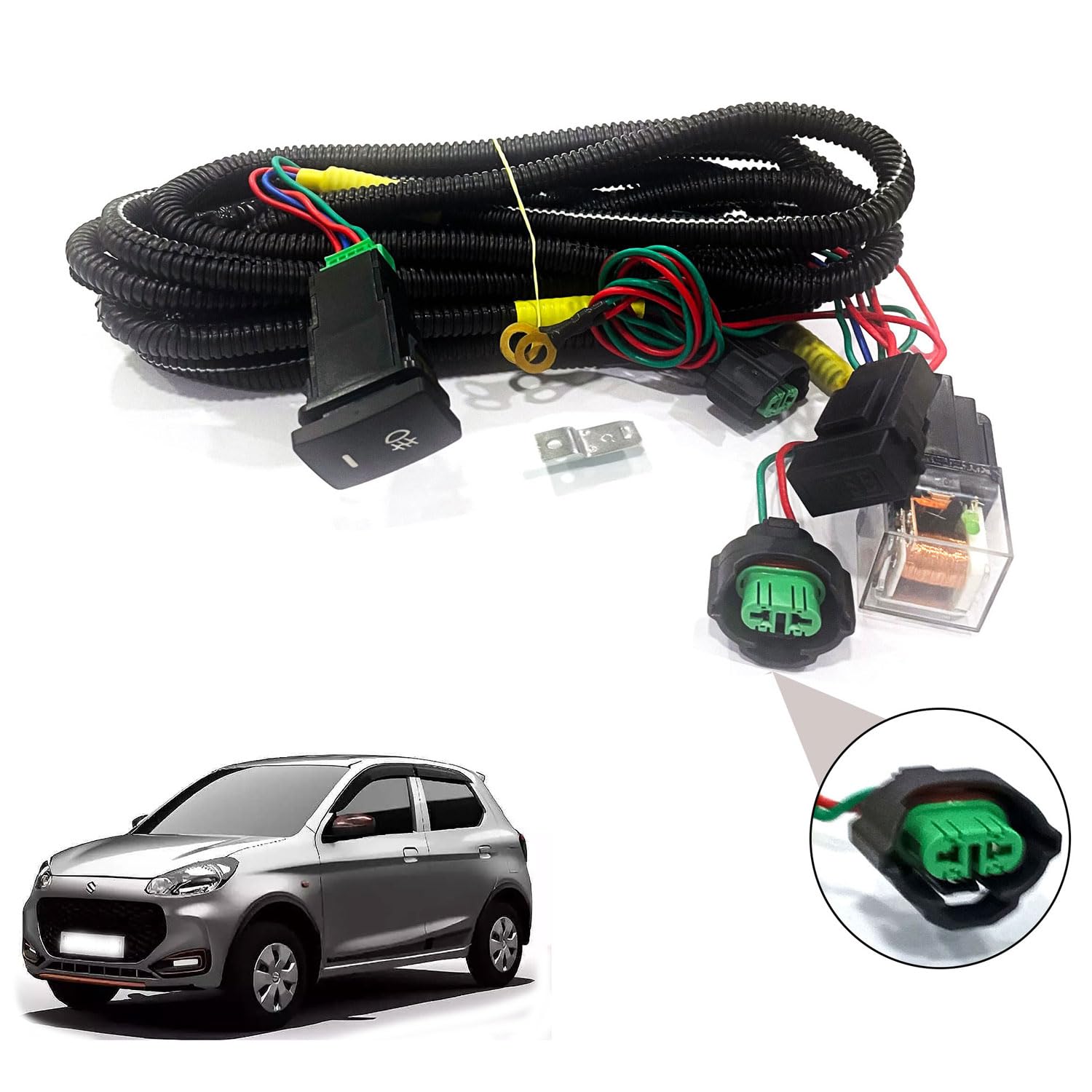 auto pearl fog light harness led indicator harness wiring socket switch kit 12v/40a relay for alto k10 2022