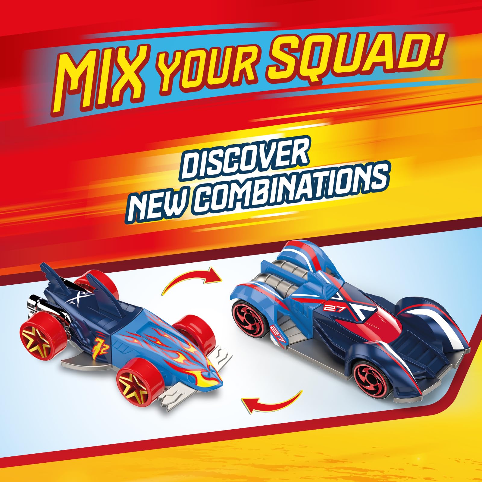 T- Racers Mix 'N Race Squad Launcher Shark – Truck Shark, który przekształca się w wyrzutnię. Zawiera 2 ekskluzywne pojazdy, strefę uruchamiania pojazdów i strefę transportu 2 pojazdów