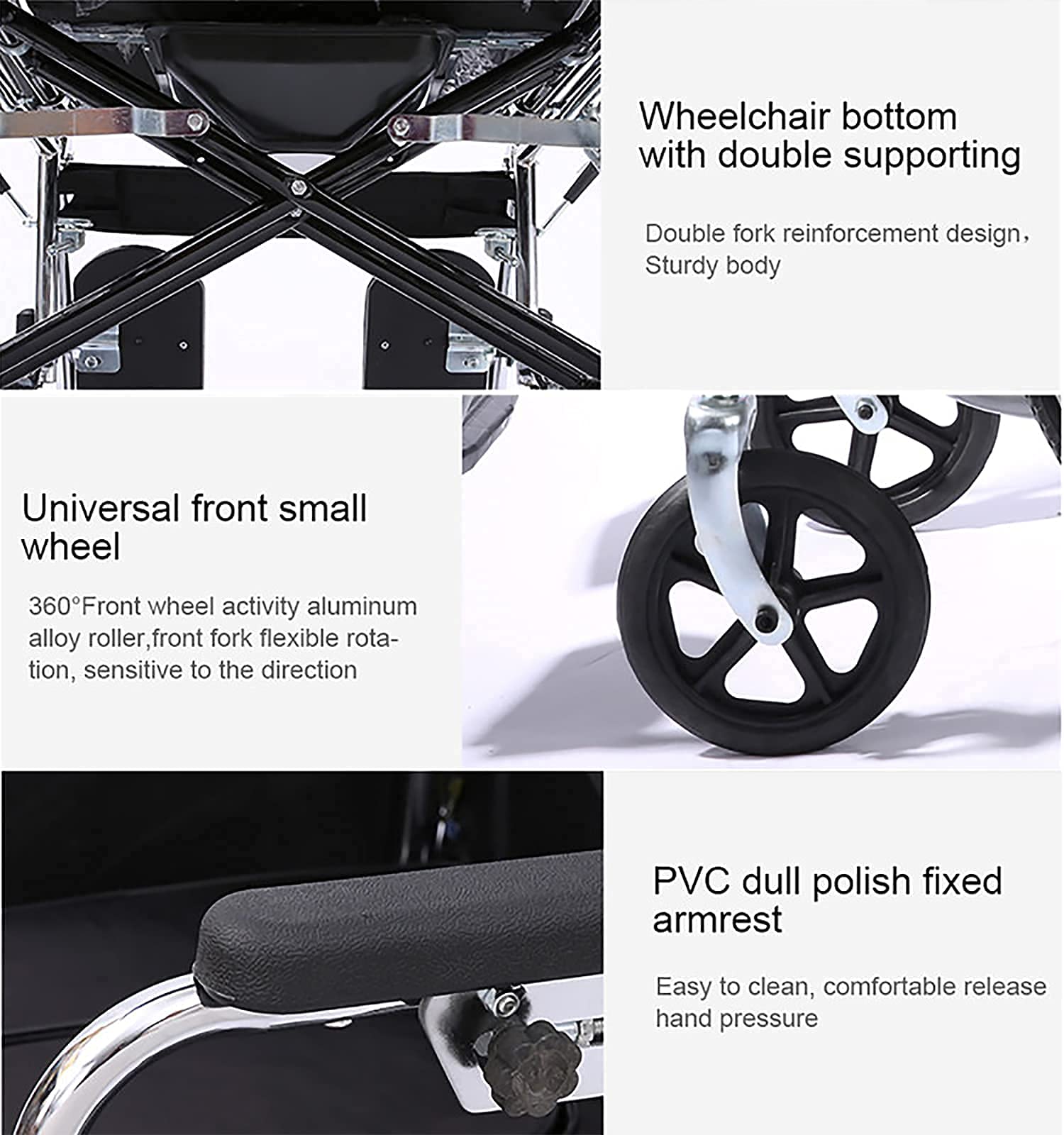 Sillas de ruedas plegables ajustables,Silla de ruedas eléctrica plegable ligera para discapacitados,Silla de ruedas con inodoro plegable manual funcional con respaldo reclinable