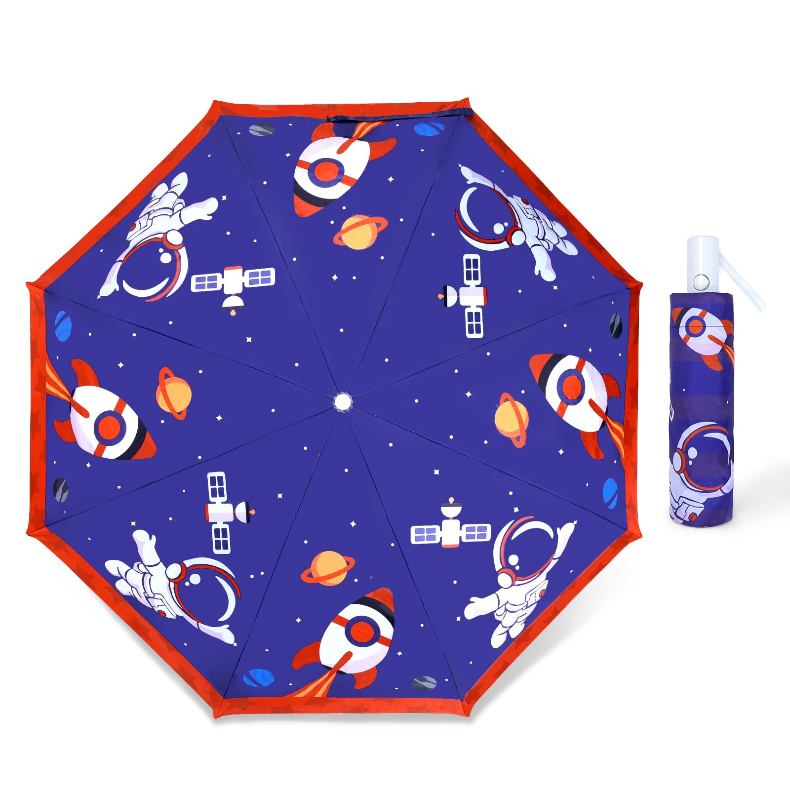 Kids Folding Umbrella Auto Open/Close Anti-rebound Safe Design UV Resistant Automatic Children Travel Umbrellas 8 Rib Reinforced Canopy 360°