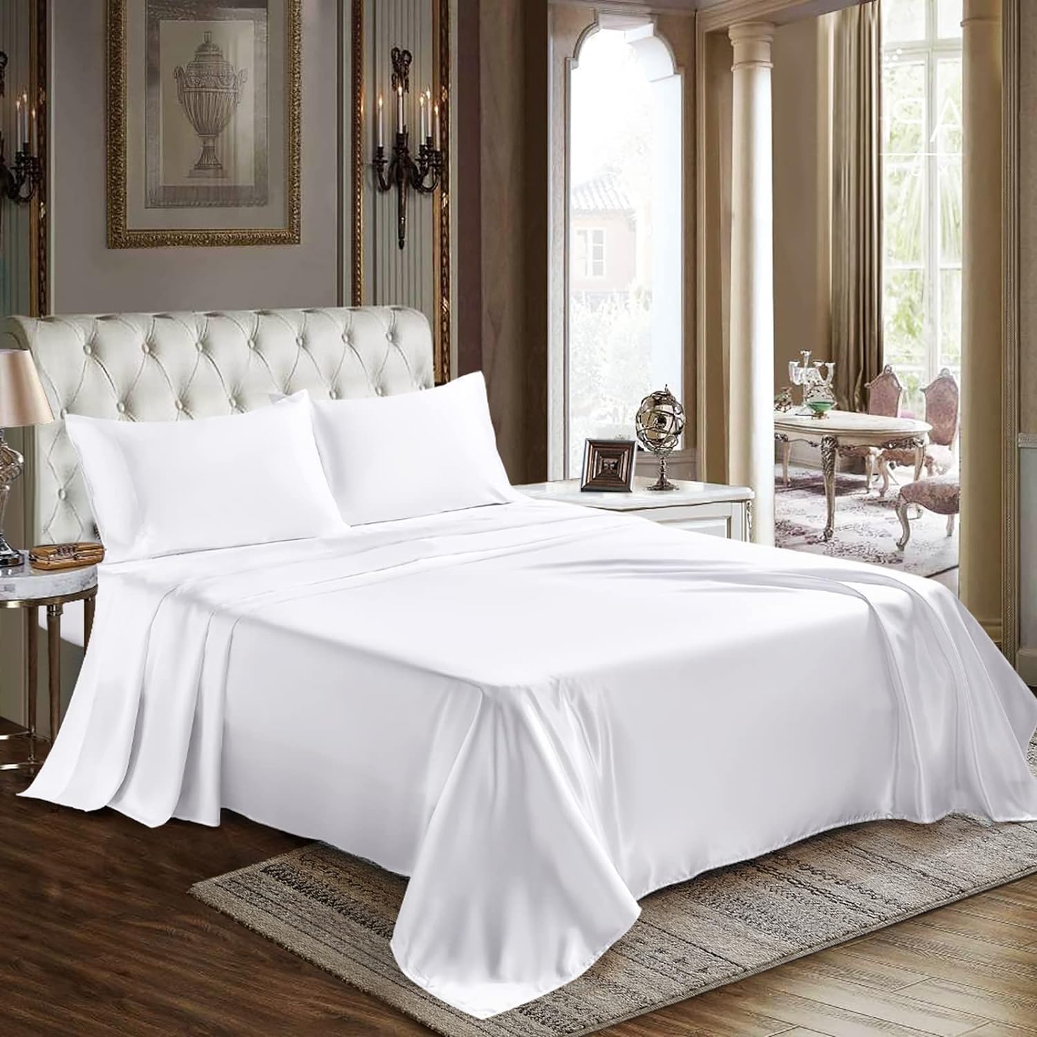 Mush 400TC Luxurious Satin Silk King Size Flat Sheet with 2 Pillow Covers - Silky Soft, Skin-Friendly, Breathable, Durable Premium Bedding | 108 X 108 Inches (Aqua Blue, King Flat) (B0DHK74CVF) Amazon Price History, Amazon Price Tracker