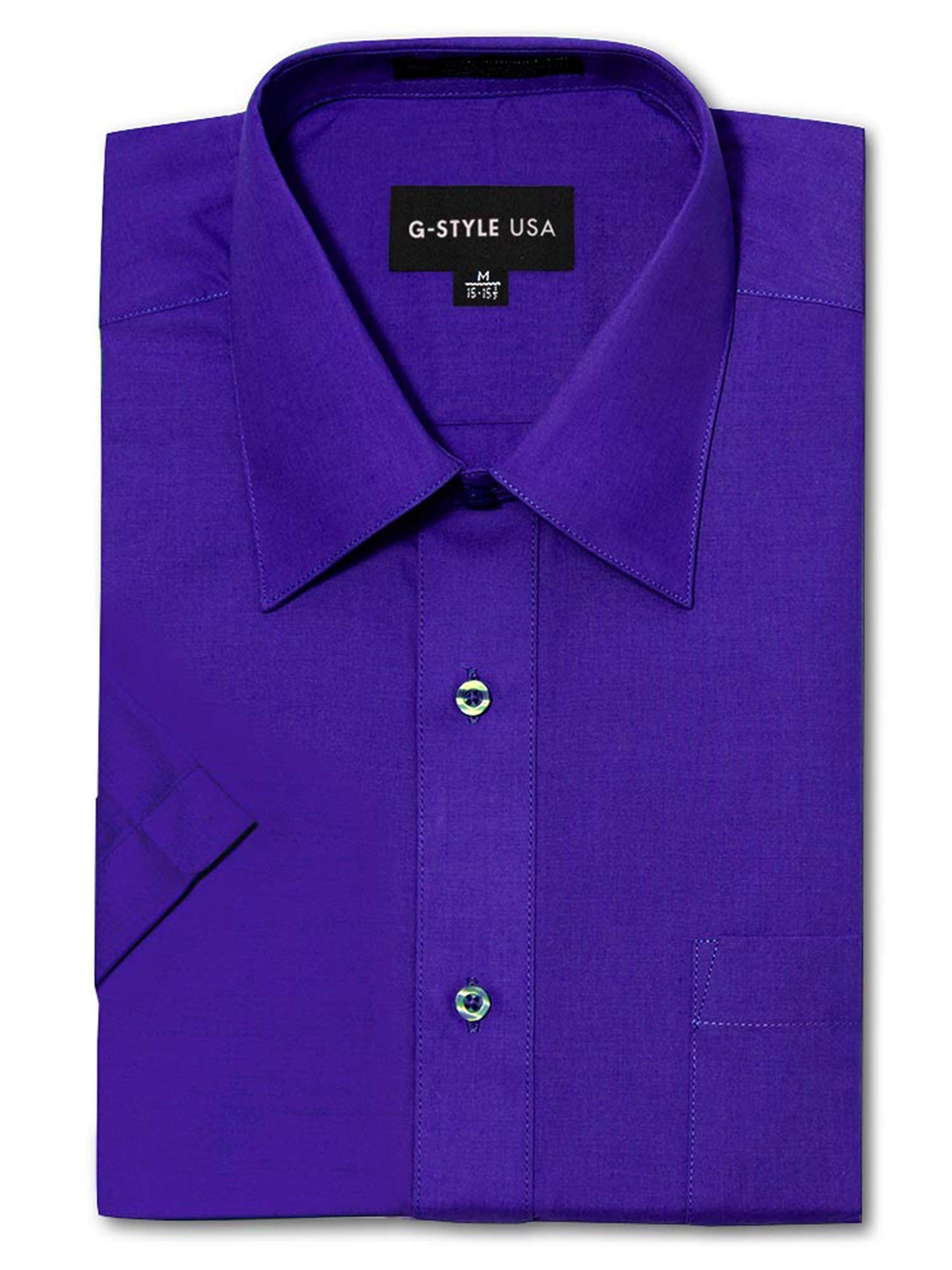 G-Style USAMen's Regular Fit Short Sleeve Solid Colour Dress Shirts