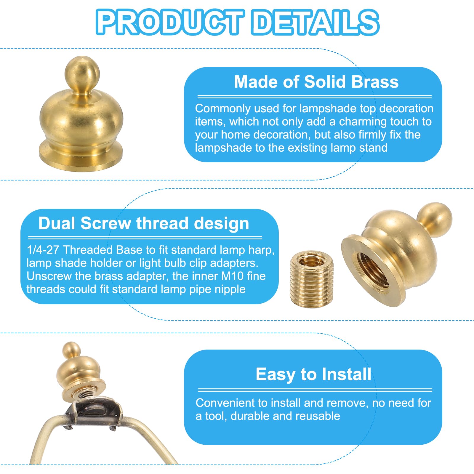 PATIKIL 18 x 22mm Lamp Finials Caps Knob - Image 4