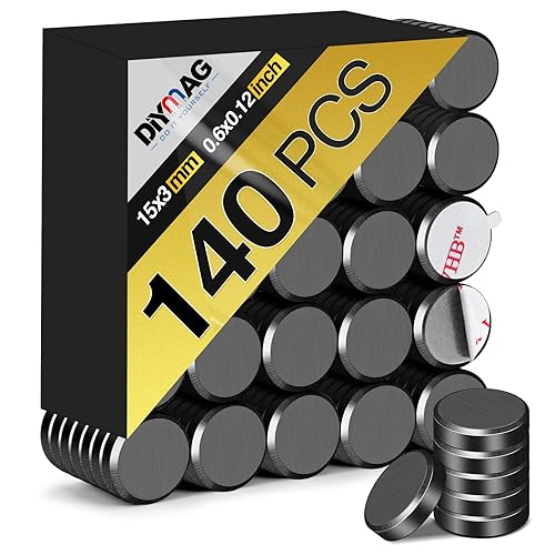 DIYMAG 140 imanes pequeños de cerámica para manualidades, imanes de disco redondos con respaldo adhesivo, imanes fuertes para refrigerador,