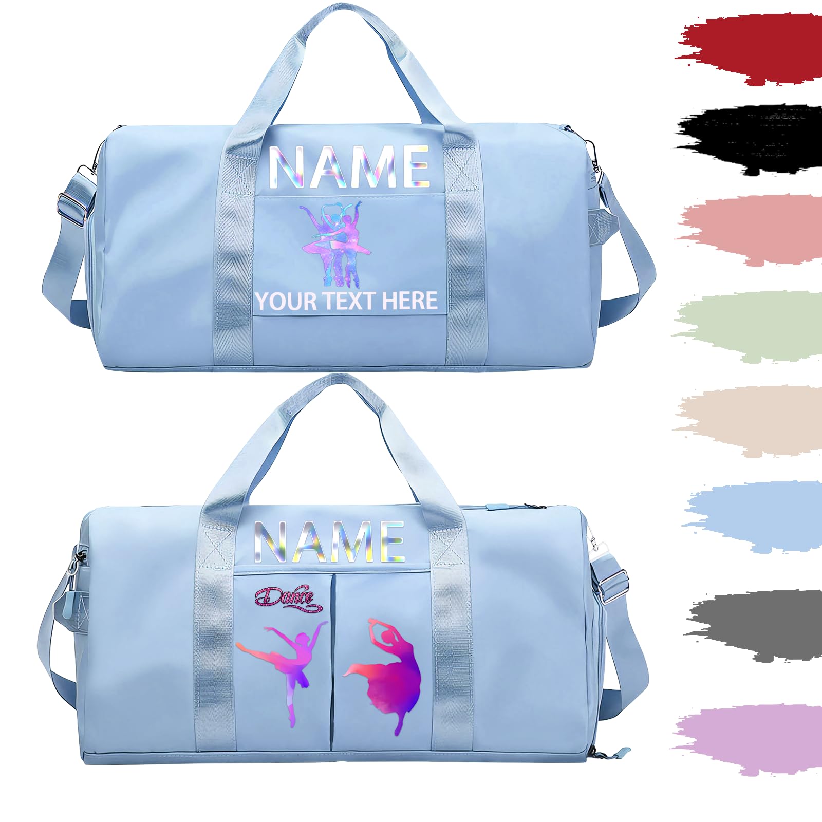 Personalized Dance Duffle Bag Printed Name Text Photo for Women Girls Custom Sport Gym Travel Bags Customized Dry Wet Separated Overnight Weekender