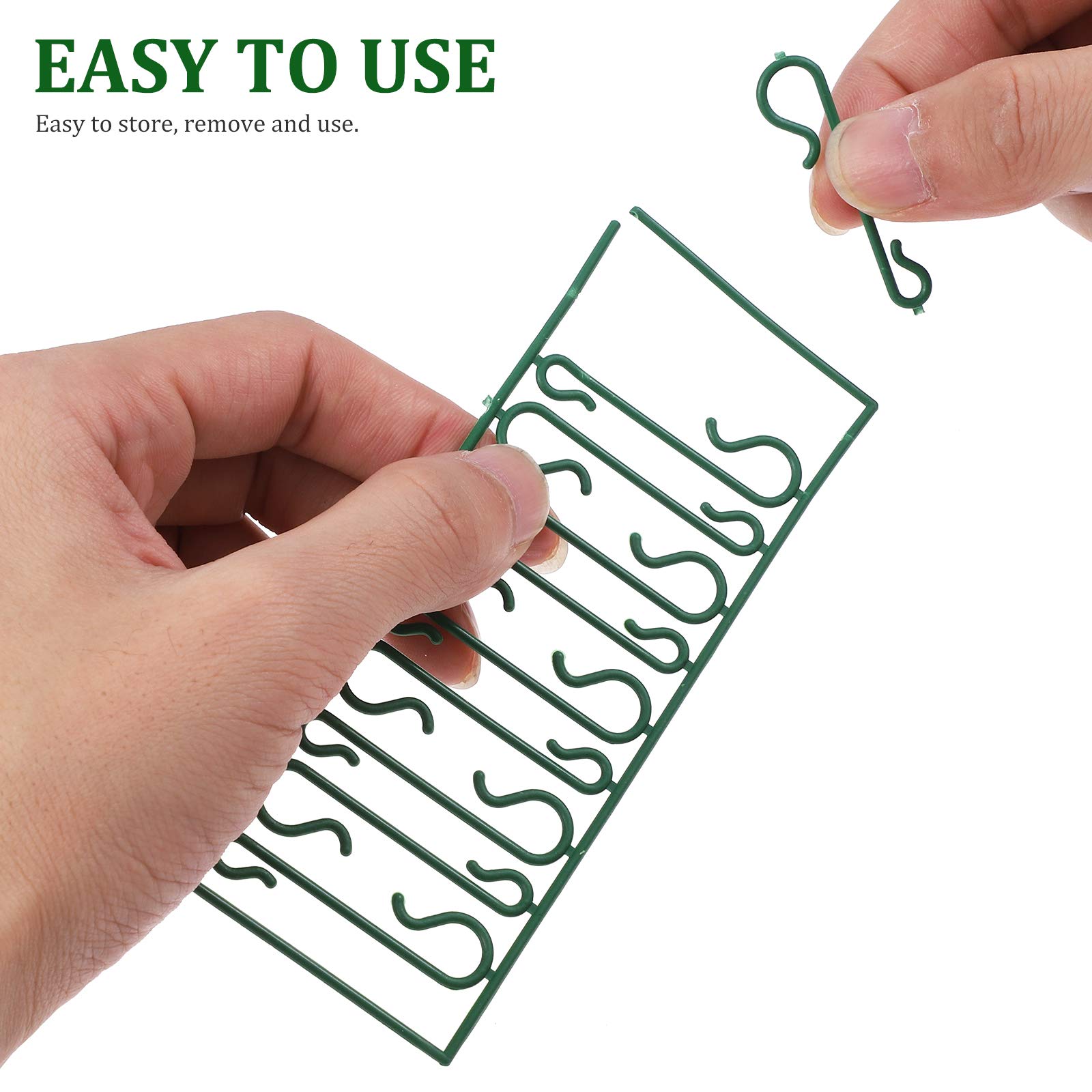 SUPVOX 100 pcs Ornaments Hook S-Shaped Mini Plastic Hangers Green Christmas Tree Hooks Decoration Accessories for Doll Bauble Craft - Image 2