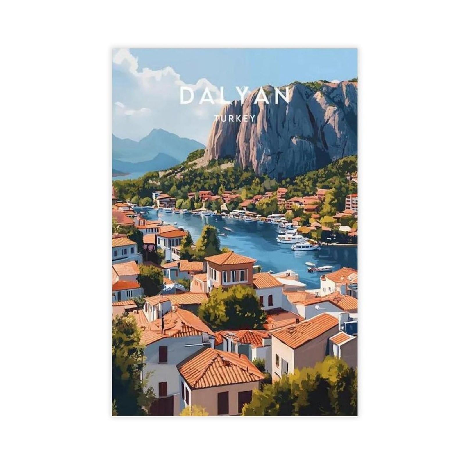 Qgvbgf Dalyan Travel Print - Turkey Canvas Poster Wall Art Decor Print Picture Paintings For Living Room Bedroom Decoration 08X12inch(20X30cm)