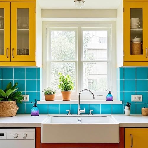 Miniatura 6 de Dispensador de jabón líquido vintage para baño, dispensador de jabón líquido de cocina de vidrio con bomba, estilo rústico antiguo, bonita