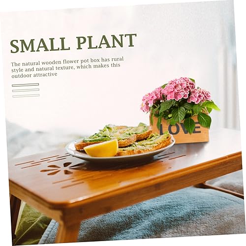 Miniatura 3 de HOMSFOU 10 piezas de caja de madera de amor para suculentas, soporte de flores de boda, decoración de boda, maceta rústica, soporte para flores de