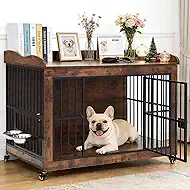 32" Dog Crate Furniture for Small or Medium Dogs, Solid Wood Steel Dog Kennel Indoor, Escape-Proof Lock & Chew-Resistant, Home Décor Integration Multi-Purpose Cage Furnitures