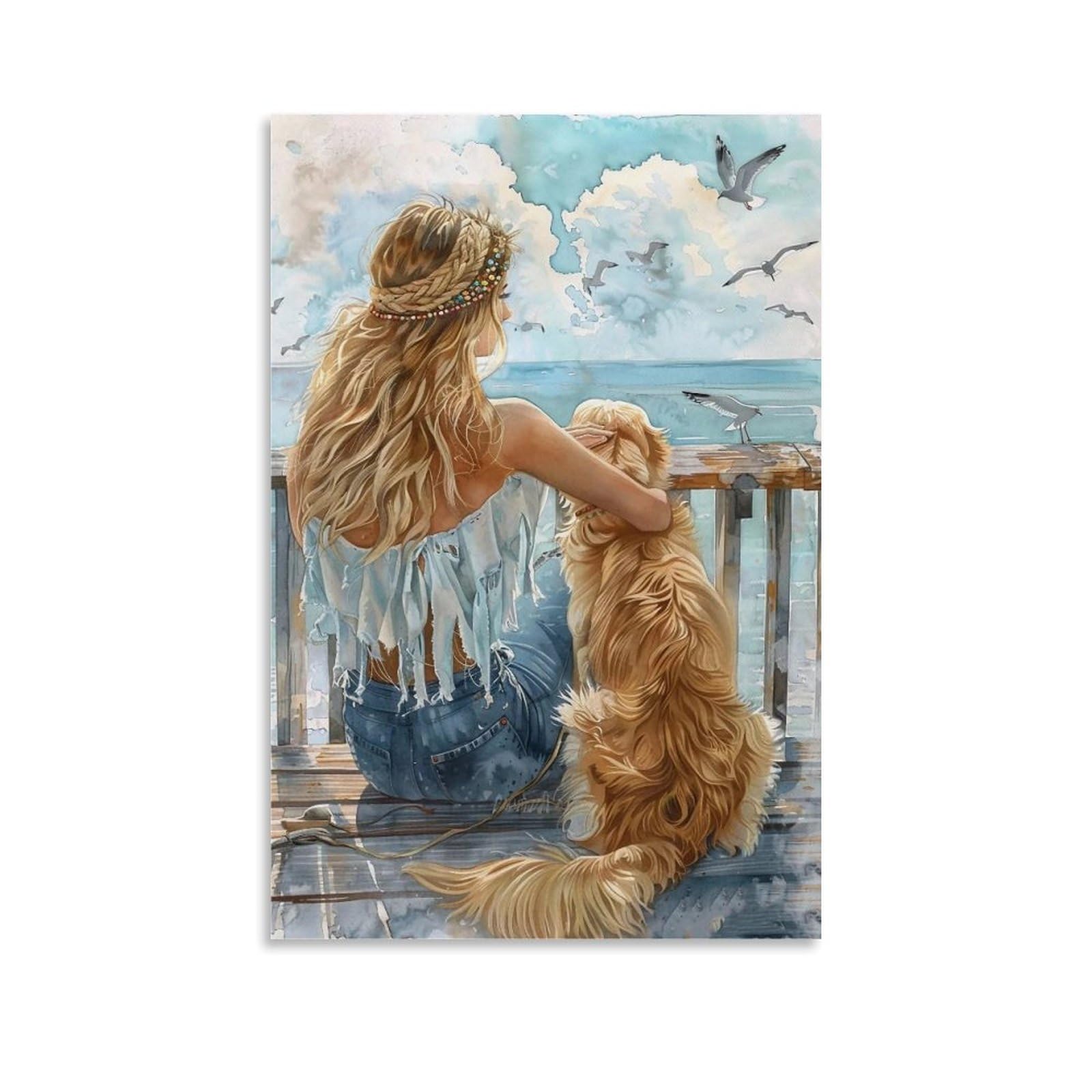 HUERYRYHY Nostalgic Bright Seaside Boho 04 Poster Wall Art Canvas Vintage Aesthetic Painting Decor for Rooms 20x30inch Unframe-style