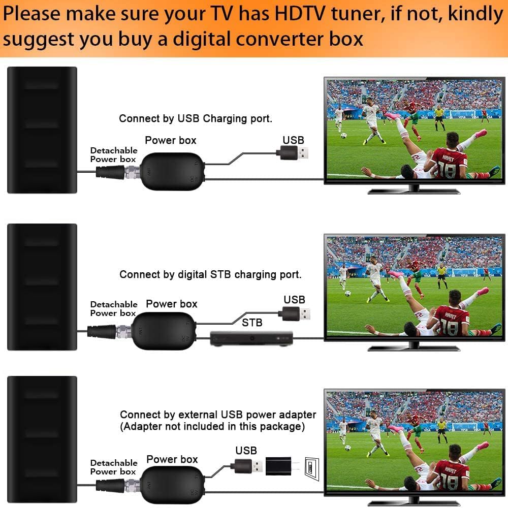 2026 Potente Antena de TV para Interiores y Exteriores, Rango de Recepción de 600KM Antena HDTV Digital, Compatible con 4K 1080p Todos los Televisores Inteligentes, 10M Desmontable Cable Coaxial