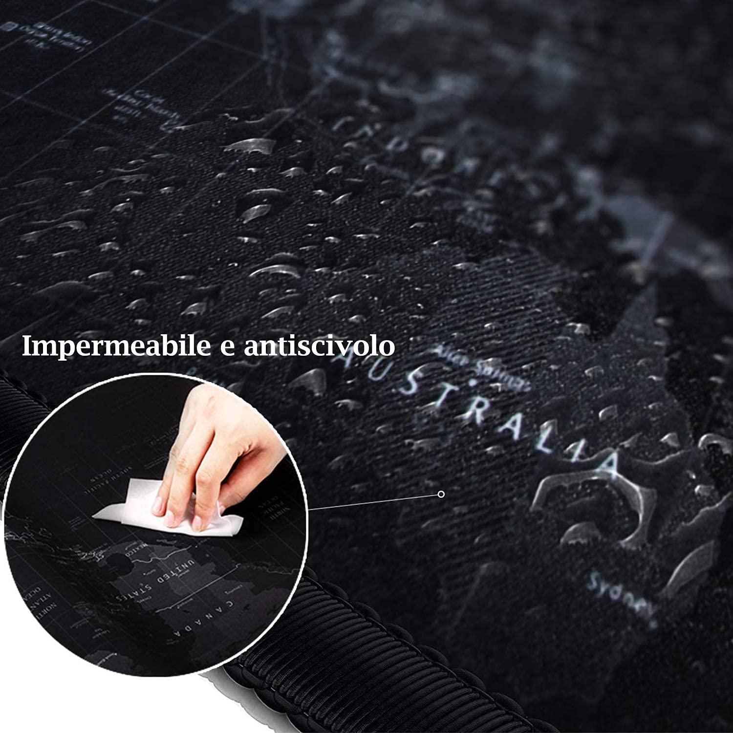 Tech Stor3 Tappetino XL mappa del mondo Gaming Mouse pad, 70 x 30 cm, World Map con base antiscivolo in gomma,aderente e liscio,adatta ad ogni mouse, tastiera e laptop (mappa mondo, 70x30)