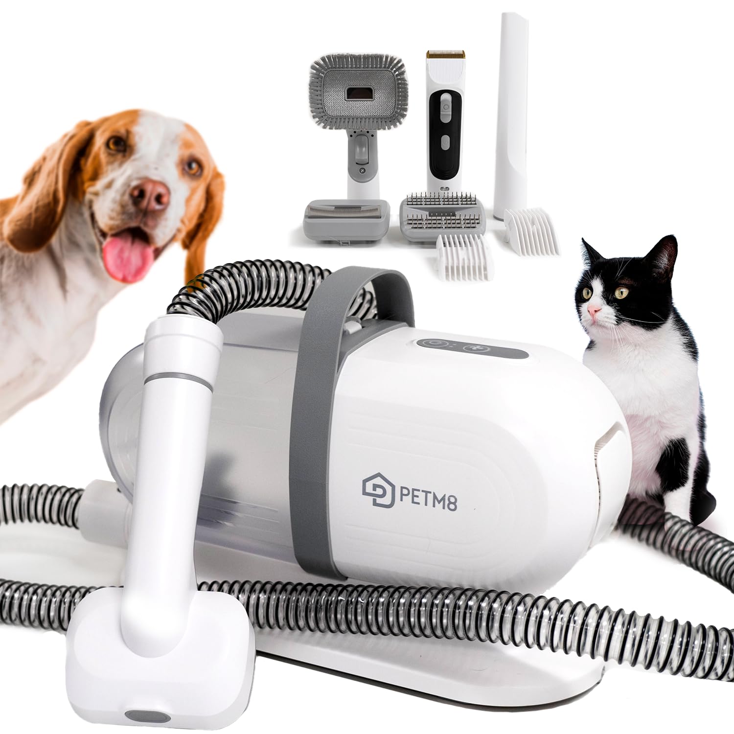 Professional Pet Grooming Vacuum Kit,Suction 99% Pet Hair,Electric Clippers with 5 in1 Grooming Tools Kits for Shedding Grooming Home Cleaning,2L Dust Cup,Quiet,Pet Friendly
