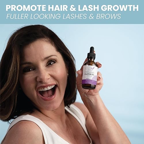 Miniatura 3 de Eva Naturals Aceite de ricino orgánico 20fl oz promueve el crecimiento del cabello las cejas y las pestañas disminuye las arrugas y los signos de