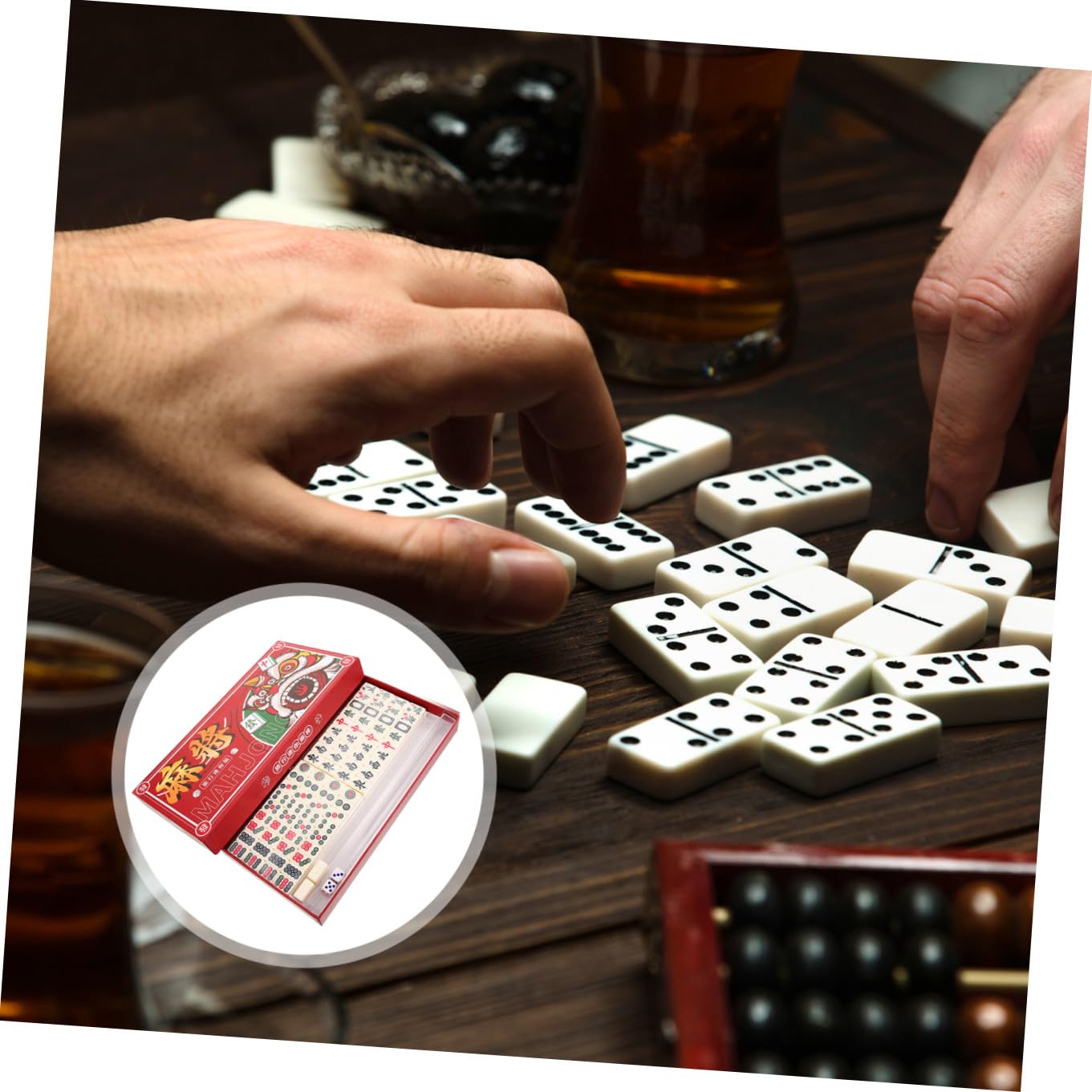 UPKOCH Kleiner Mahjong Satz Tragbares Kleiner Mahjong Reisespiel mit Aufbewahrungsbox für Familie Camping und Freizeit