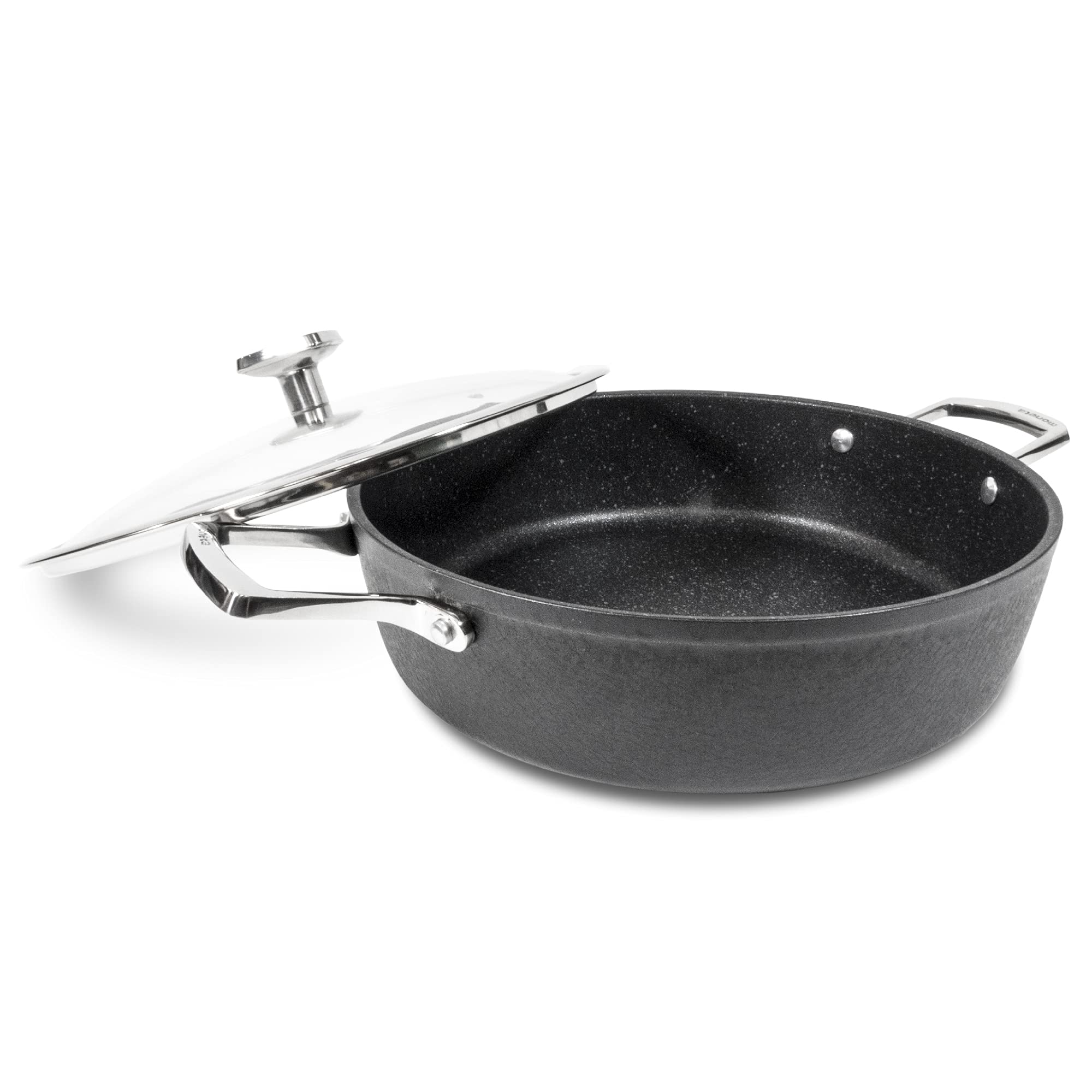 Moneta Armonia Tegame 2 Manici 28 cm + Coperchio Bordo Inox per Ogni Tipo di Piano Cottura