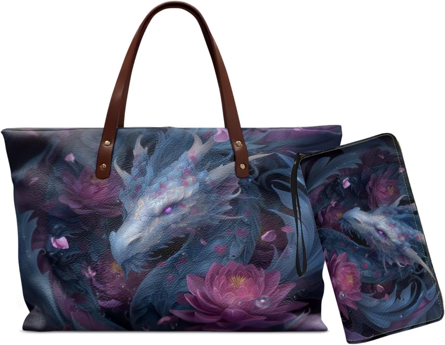 Tote Bag for Women Top Handle Satchel Purse Set of 2 Hobo Shoulder Handbag with Matching Leather Wallet for Shopping