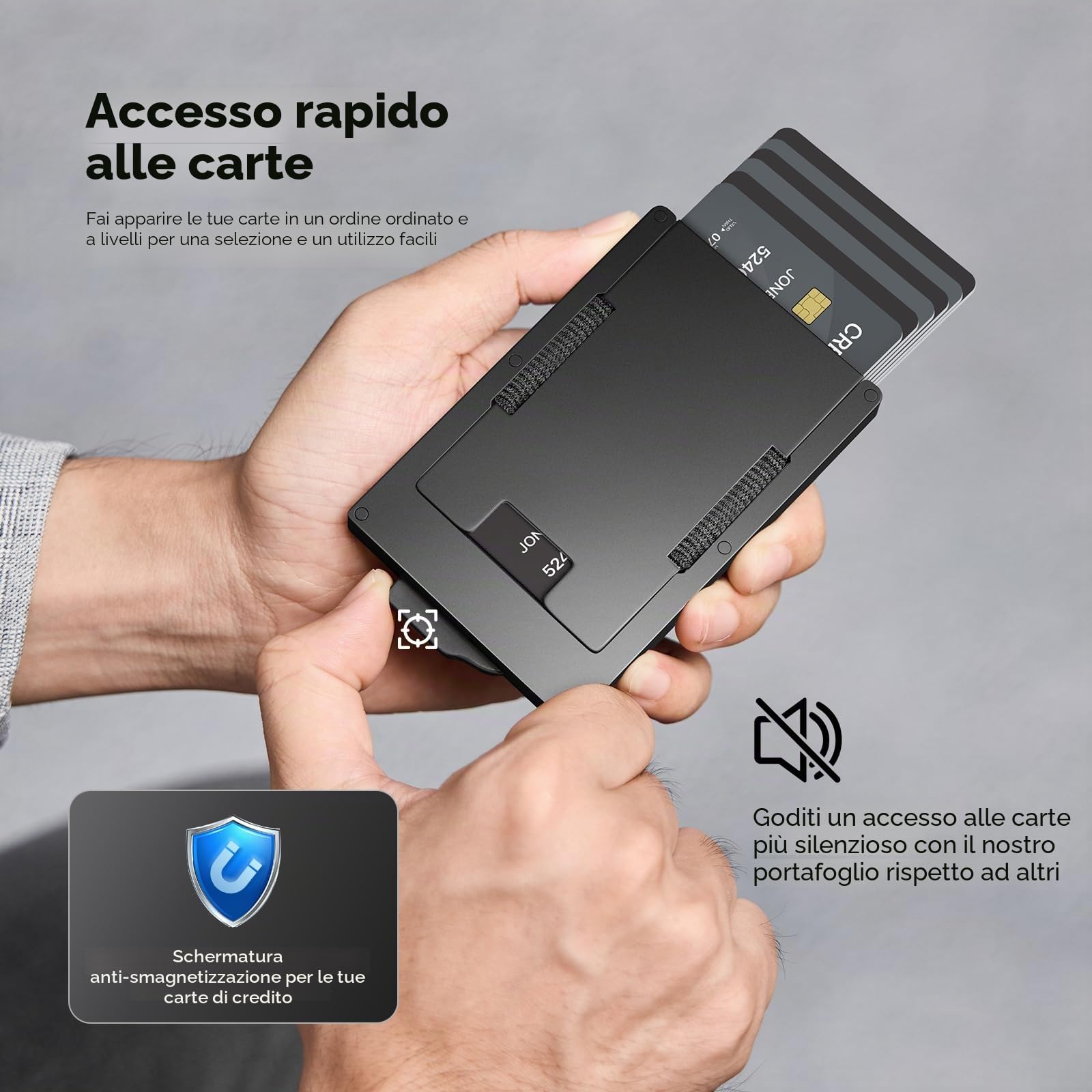 Portafogli da uomo, sottile, pop up, porta carte di credito, blocco RFID