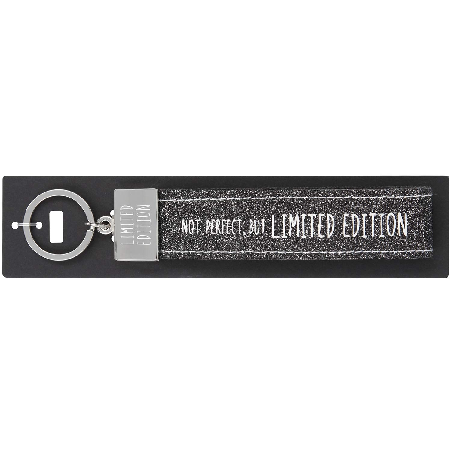 Depesche 004298-114 Loop Felt Keyring with Engraved Metal End and Iconic Print Not Perfect, but Limited Edition, Grey, Approx. 18.7 x 4.4 x 1 cm