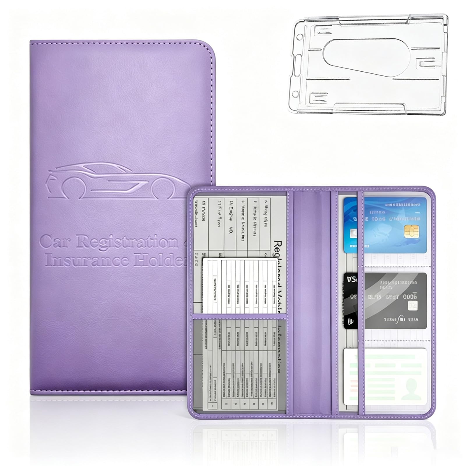 Gienslru E-1 Car Registration And Insurance Card Holder Vehicle Document Wallet (E-1)