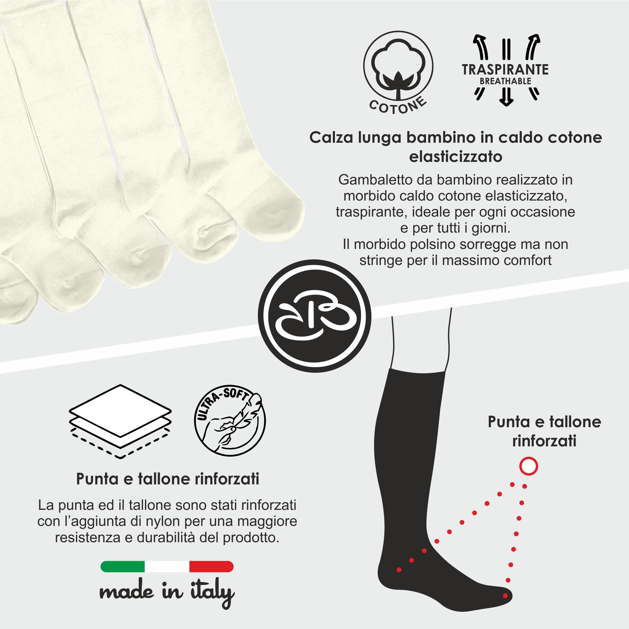 Renato Balestra 6 Paia - Calze Bambina Invernali con fantasie assortite - Made in Italy - No pilling - Punte e talloni rinforzati