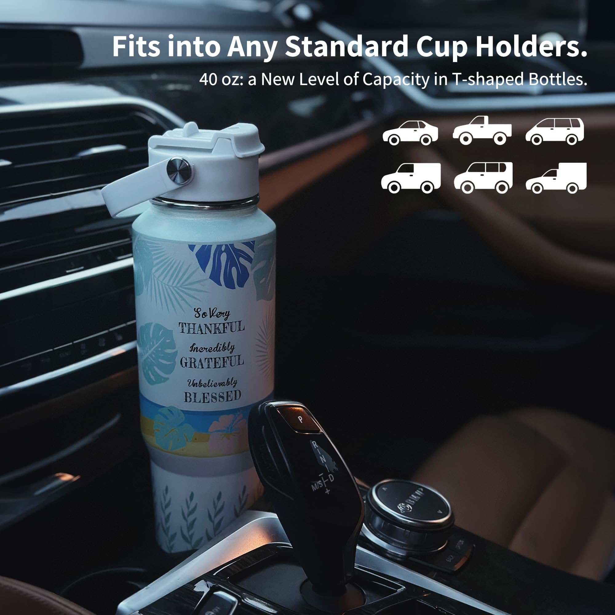 THILY Stainless Steel Insulated 40 oz Water Bottle Triple Insulated Leakproof Wide Mouth Water Flask with Lid and Straws - Image 4