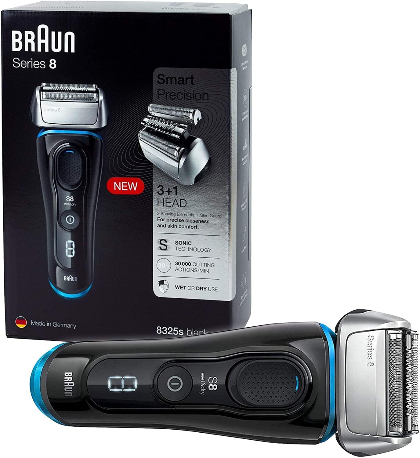Braun series 8 8325s wet & dry shaver with travel case, black 