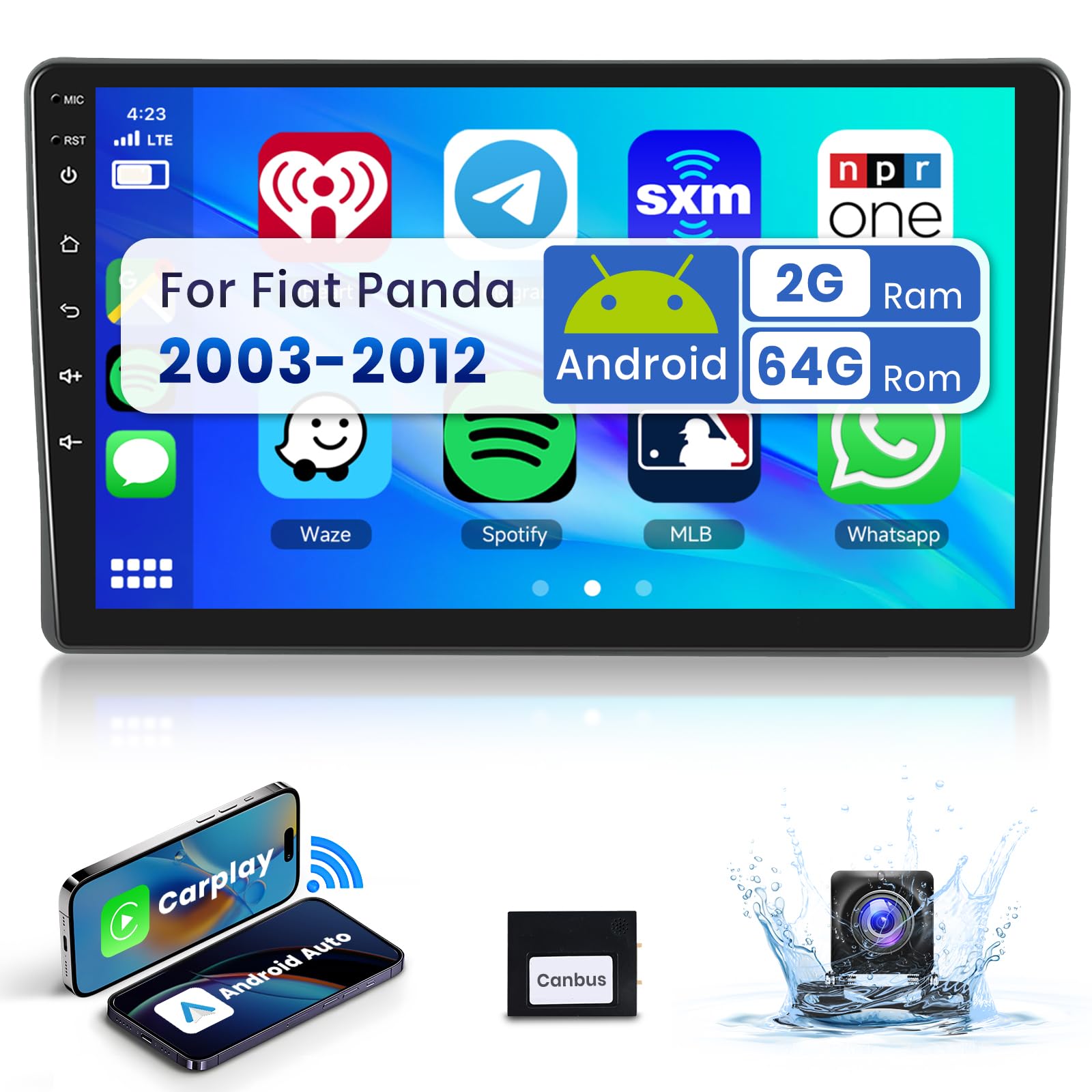 Autoradio Android 13 Per Fiat Panda 2003-2012 - 9 Pollici, CarPlay Wireless, RetroCamera - Foto 11