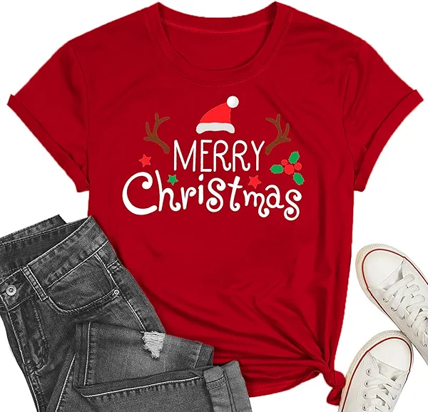 Christmas Shirts for Women Nurse Christmas Tee Shirt Christmas Light Tops Christmas Nurse Vacation Tee