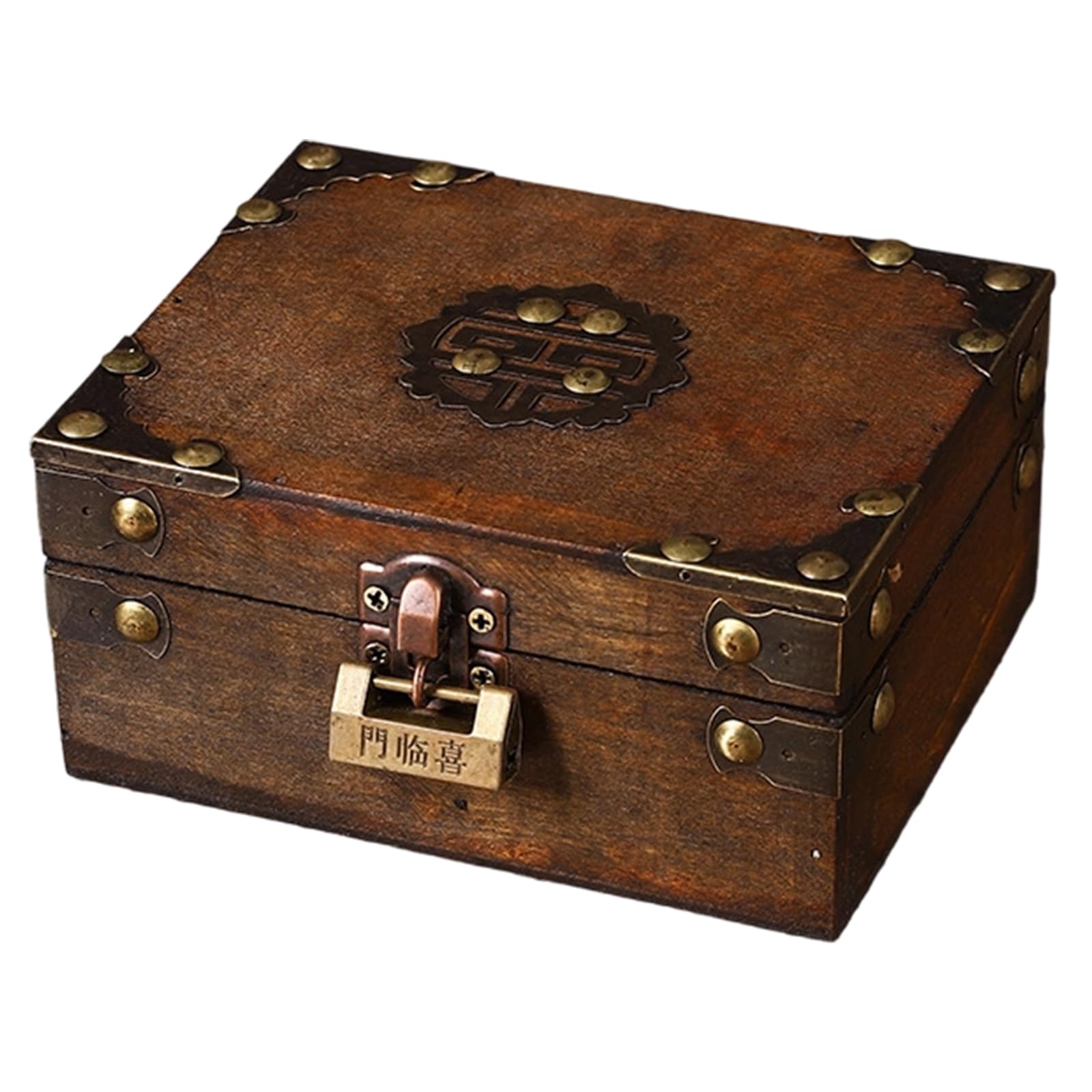 Xjdzineq Antique Wood Jewelry Box Featuring Clasp for Decorative Storage and Valuables Protective Multipurpose Box