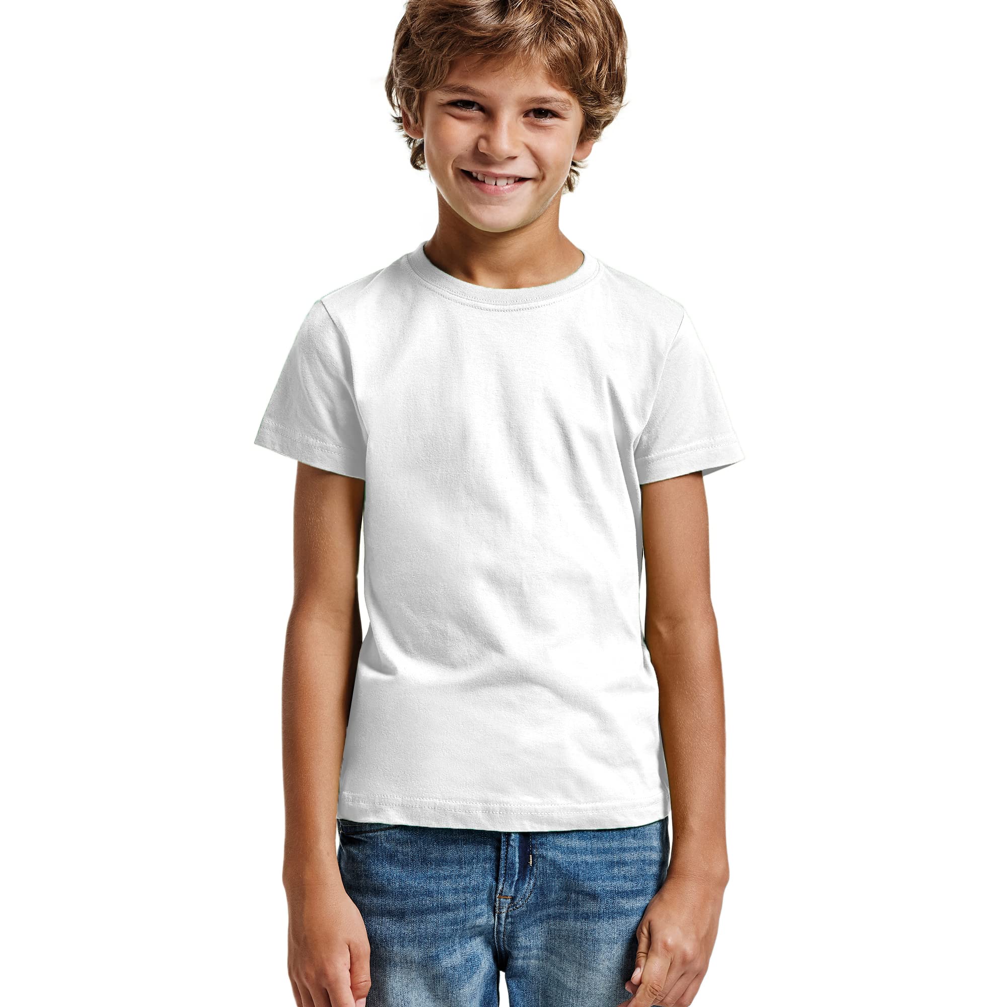 KINKIES Camiseta de Colores Manga Corta 100% Algodón para niños - Camiseta comodín de Calidad con 165 g/m, cómoda, Suave, Lisa y Elegante
