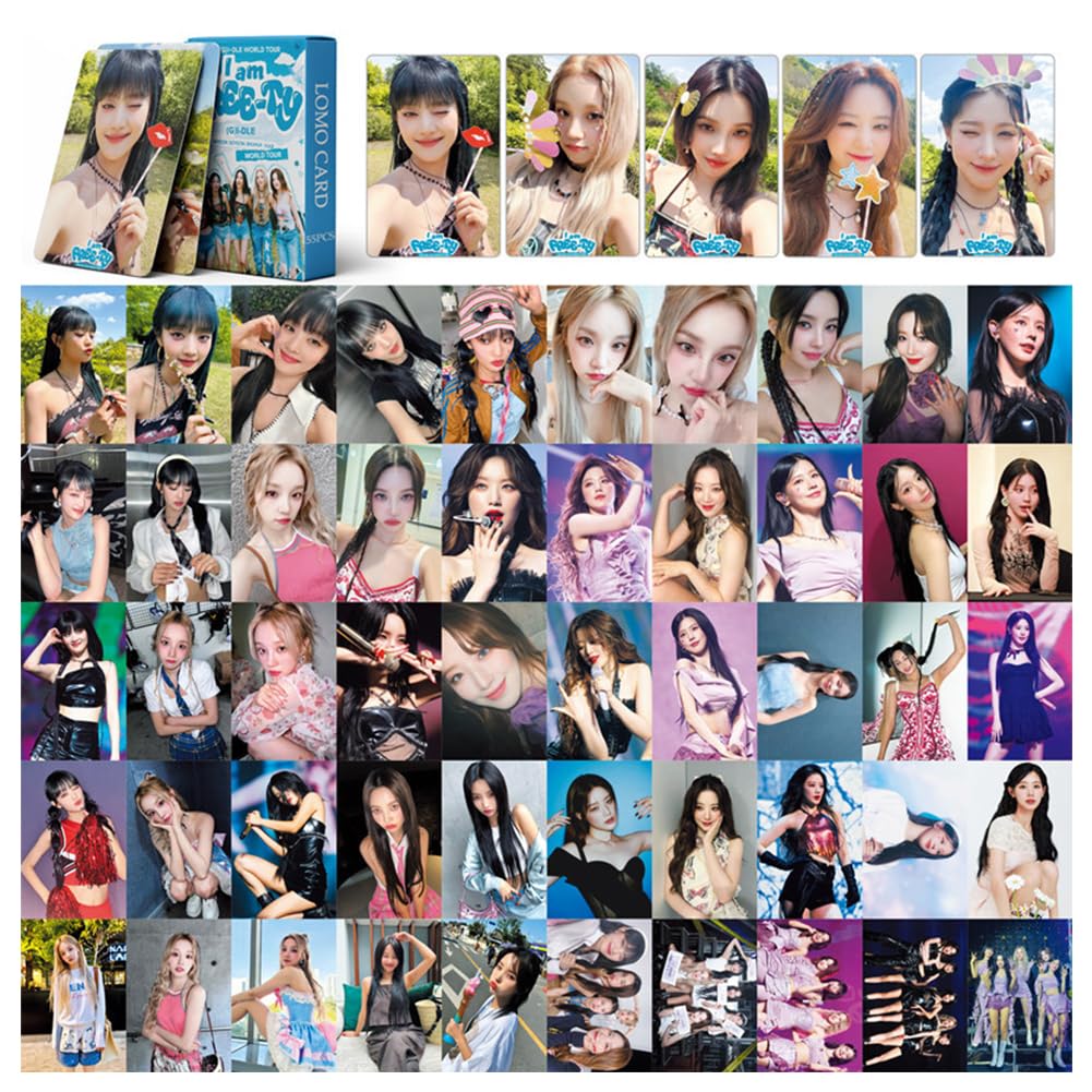 2 Pack/110PCS Kpop GIDLE Photo Card, GIDLE Photocard Kpop GIDLE Maxident Album Photocards GIDLE I am Freety Postcards GIDLE Birthday Cards for Fans Gift