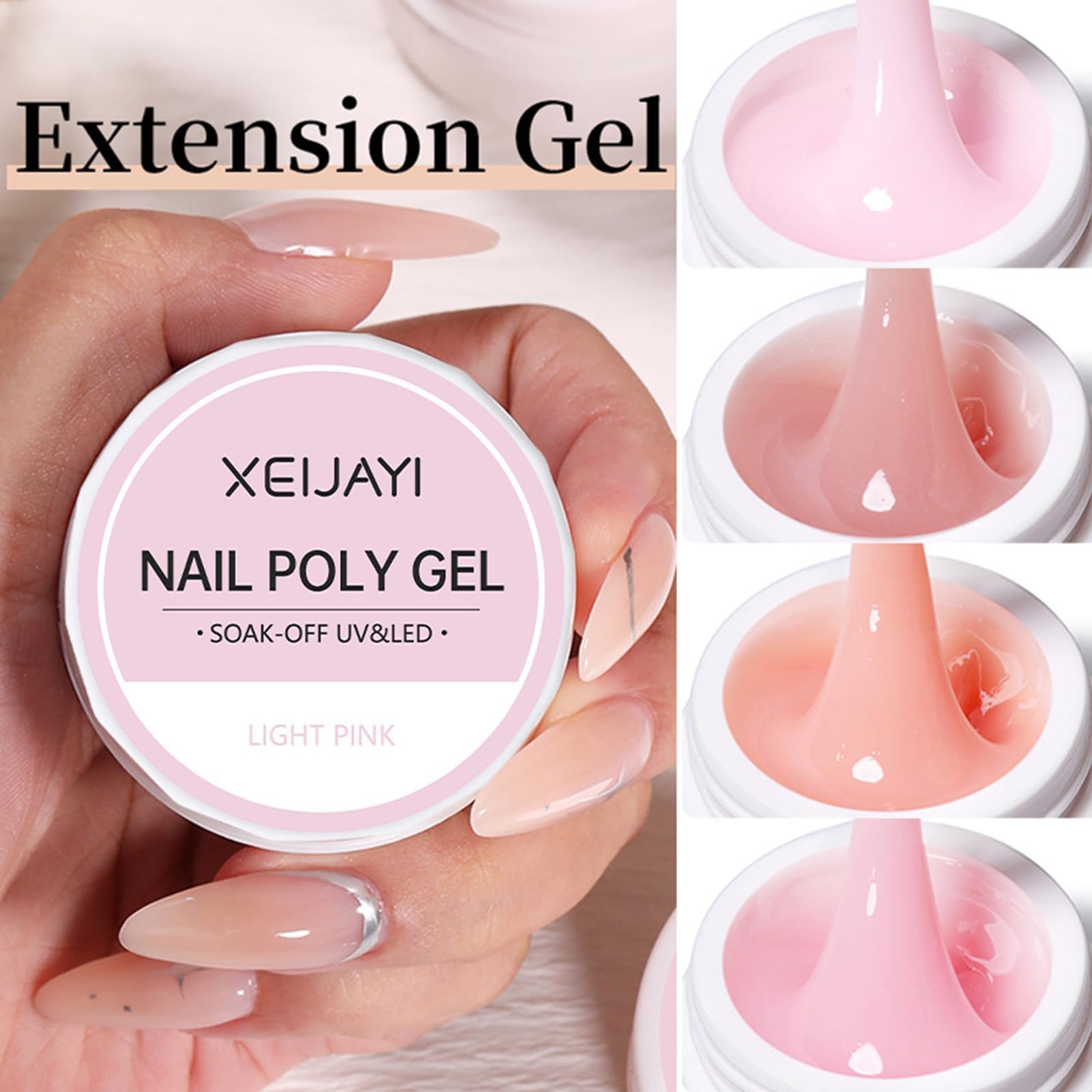 Builder Gel per unghie, 6 colori, gel per unghie in gel rosa, set di extension per unghie, modellage, base di rinforzo, smalto per unghie fai da te